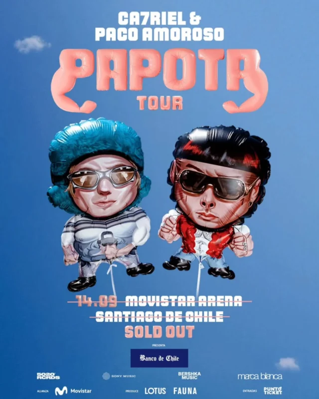 Un #soldout que se veía venir luego de su presentación en el Lollapalooza 

¡La gente se emocionó! 🗣️#SOLDOUT absoluto de @ca7rielypacoamoroso 💪🏻 

¡Nos vemos en PAPOTA TOUR este 14 de septiembre! 🗿

Cc @fauna_prod @lotuscl